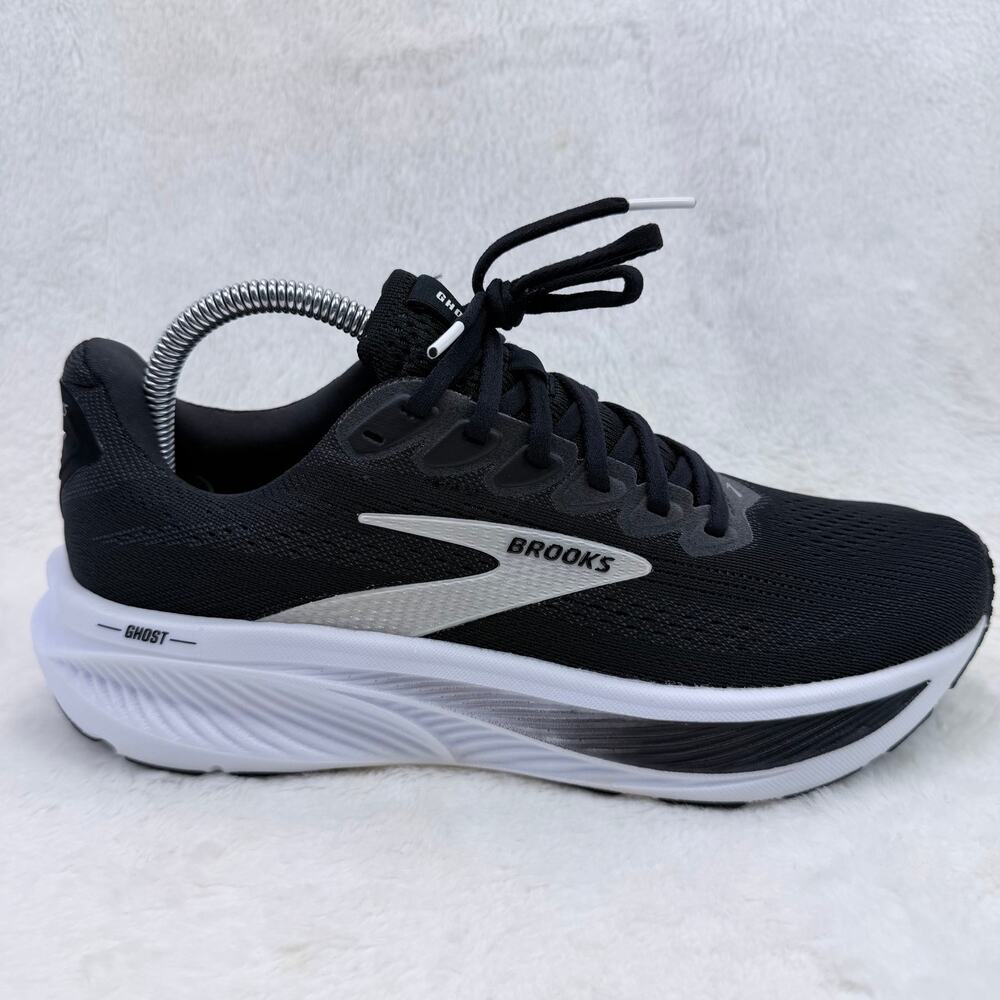 Brooks Ghost 17 Mens Running Shoes Black Gray White Size 8 Neutral Cushioned